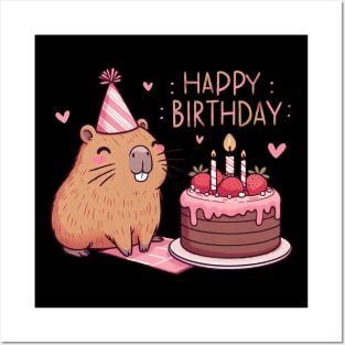 Capy Birthday Capybara Kawaii Posters and Art